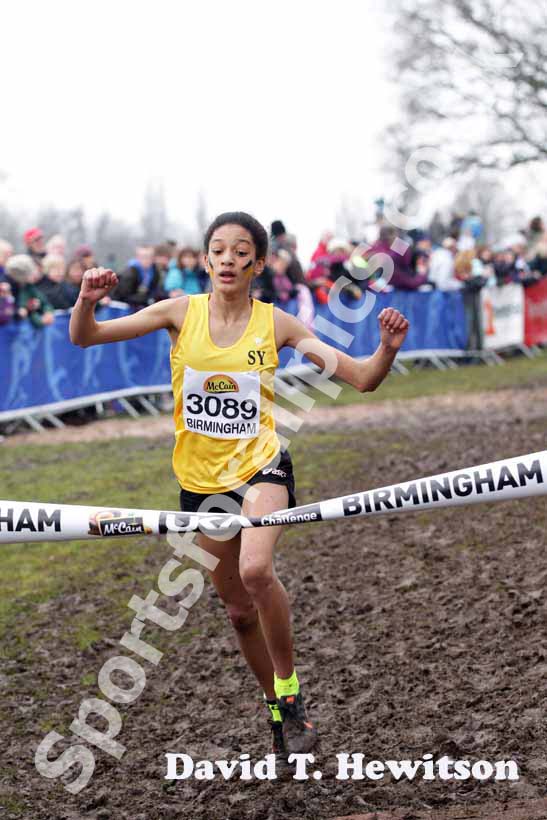 Katie Anne McDonald winning the under-13 girls McCain World Cross Country Trials and Inter Counties.